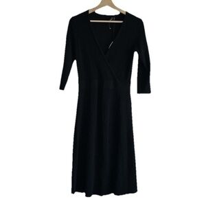 Theory Black Knit Ribbed A Line Sweater Dress Sz. M NWT!